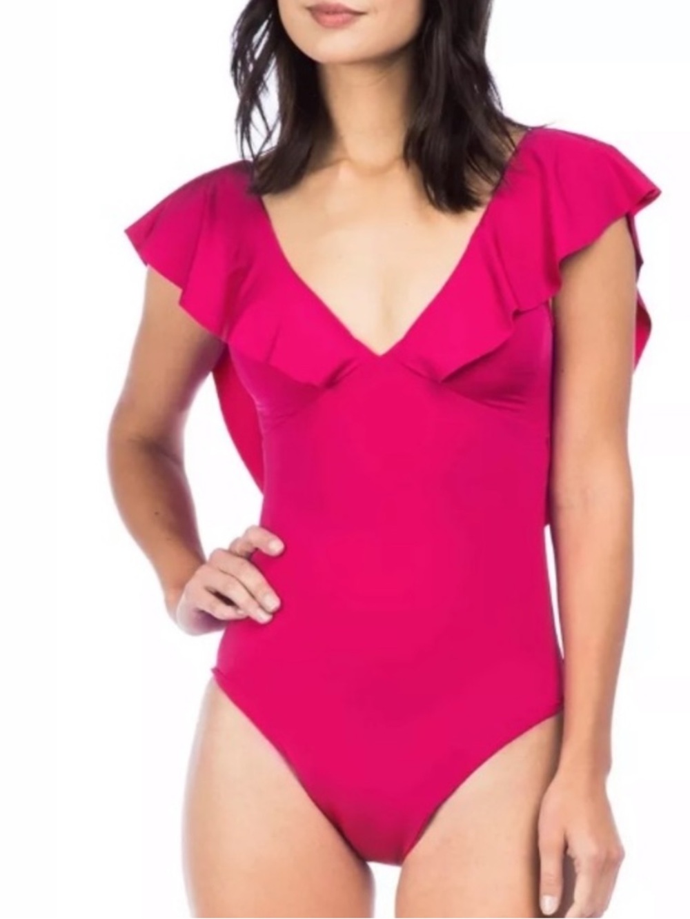 NWT Trina Turk Indo Ruffle One Piece Swimsuit 10